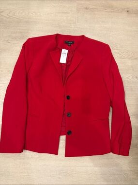 Ann Taylor Red Three-Button Tailored Blazer